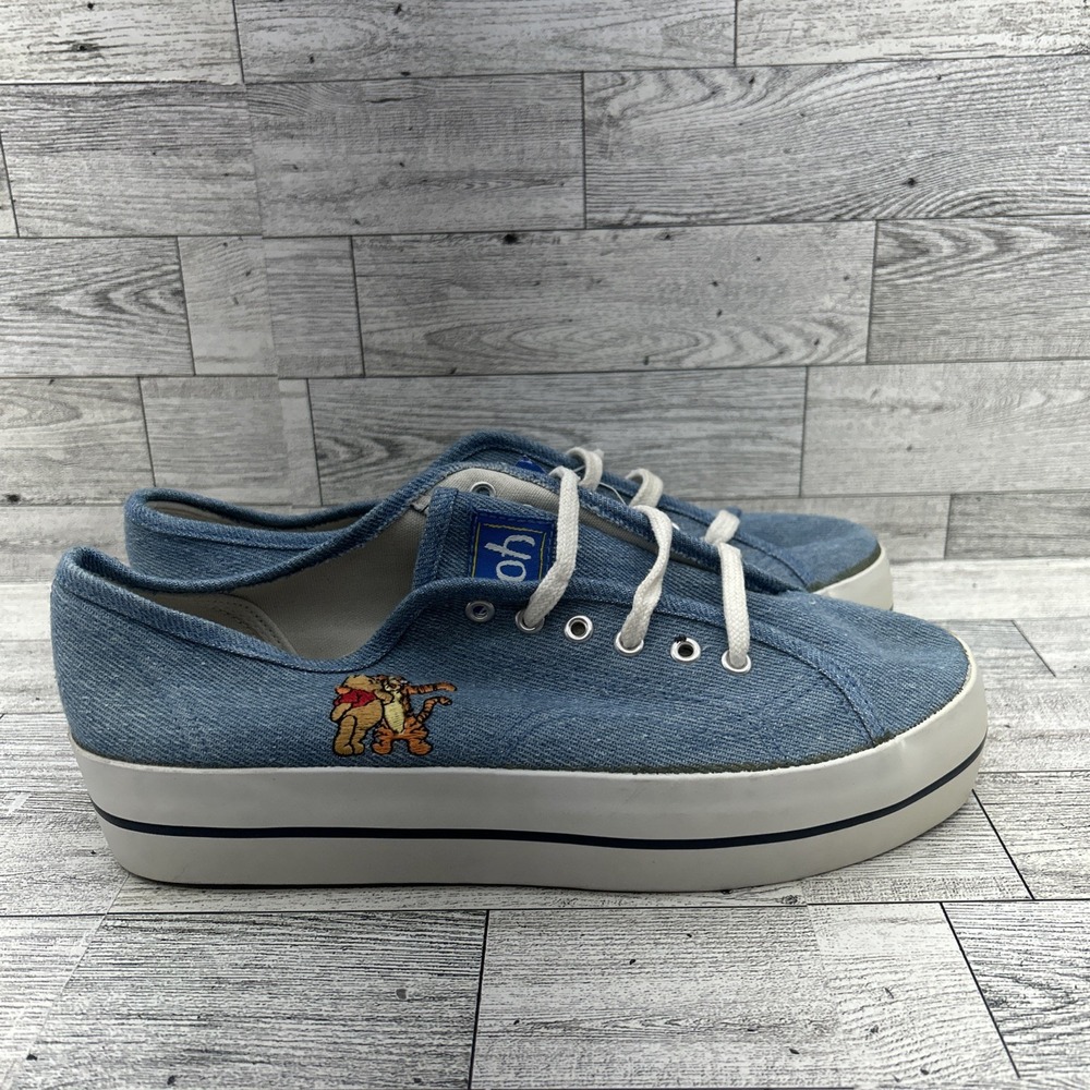 Disney Winnie The Pooh Works Tiger 90s Denim Canvas Embroidered Shoes Sz 7.5 New - Picture 9 of 16